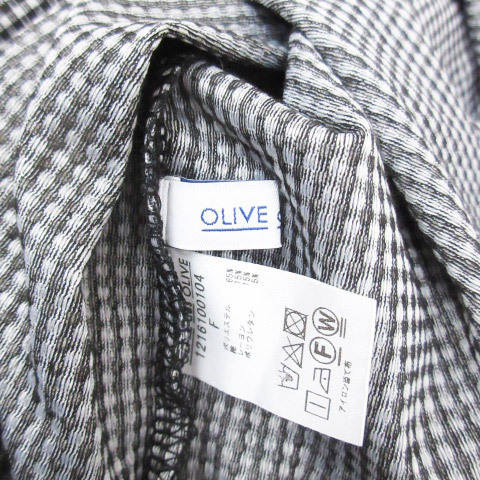 オリーブデオリーブ OLIVE des OLIVE カットソー 半袖 ラウンドネック ギンガムチェック柄 F 白 黒 ホワイト ブラック /FF32 レディース_画像5