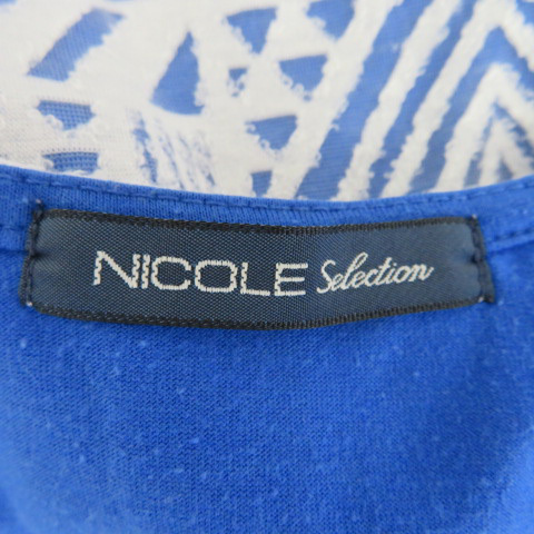 ニコルセレクション NICOLE selection カットソー 半袖 ラウンドネック 総柄 オーバーサイズ 38 白 ホワイト /YK46 レディース_画像4