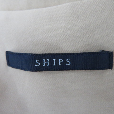 シップス SHIPS ブラウス カットソー 七分袖 オープンカラー 無地 S ベージュ /YK45 ■MO レディース_画像4