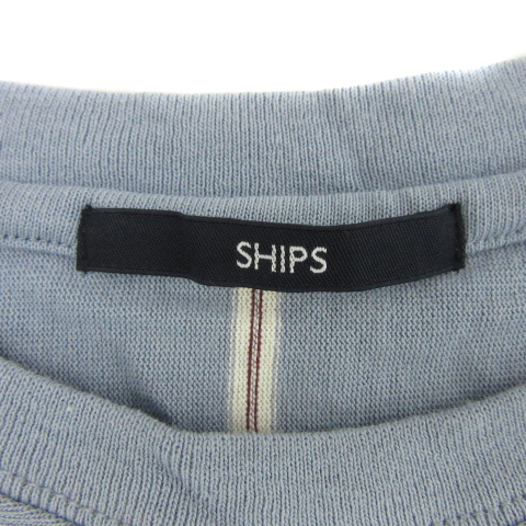 シップス SHIPS Tシャツ カットソー 半袖 ラウンドネック ストライプ柄 M マルチカラー 水色 ライトブルー /YS35 メンズ_画像4