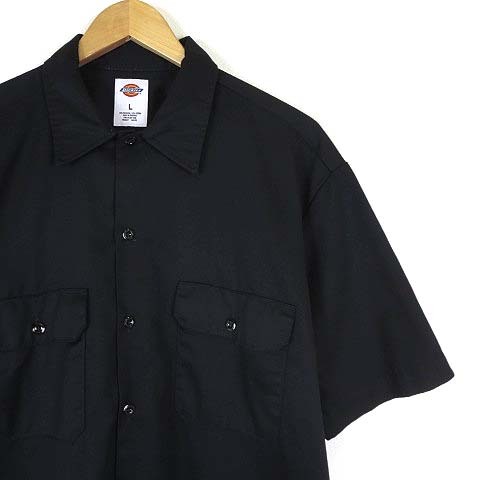 ディッキーズ Dickies シャツ ワークシャツ 1574BK ビッグシルエット TCツイル ロゴ 半袖 L 黒 ブラック メンズの画像3