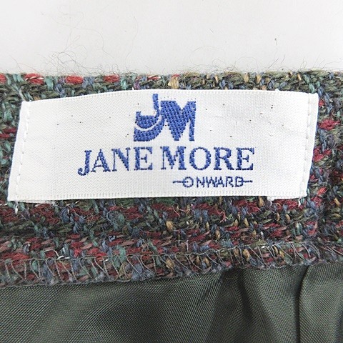 ジェーンモア JANE MORE スカート タイト ロング チェック プリーツ 緑 グリーン ワイン ボルドー W-69 H-94 レディース_画像3