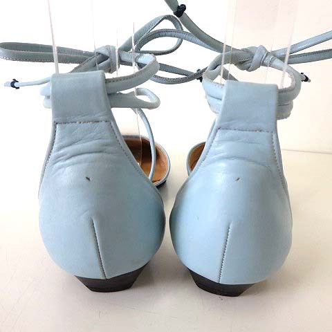  Hirofu HIROFU pumps low heel ankle ribbon original leather 23.0cm light blue light blue shoes shoes shoes lady's 