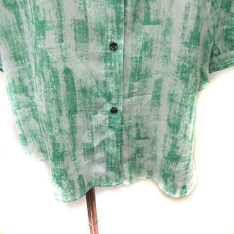 ローフ loab シャツ ブラウス バンドカラー 長袖 総柄 ONE 緑 グリーン /YI レディース_画像3