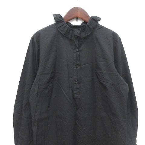  Agnes B agnes b. shirt One-piece knee height long sleeve band color switch frill chiffon 38 black black /CT #MO lady's 