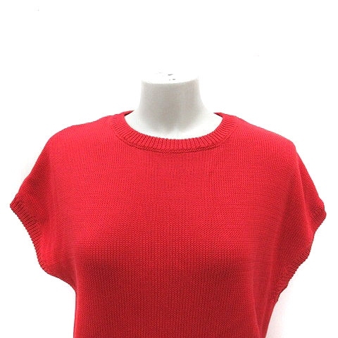 デュアルヴュー DUAL VIEW ニット セーター 切替 半袖 40 赤 レッド 白 ホワイト /MS レディース_画像2