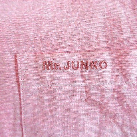 ミスタージュンコ Mr.JUNKO シャツ 長袖 胸ポケット ロゴ 麻混 L ピンク ※EKM メンズ_画像5