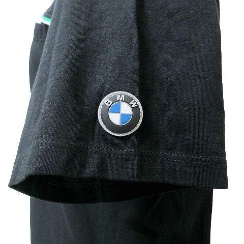 BMW Golfsport ポロシャツ ゴルフ ウエア 半袖 ライン ロゴ プリント ワッペン M 黒 ブラック ■GY08 X レディース_画像5