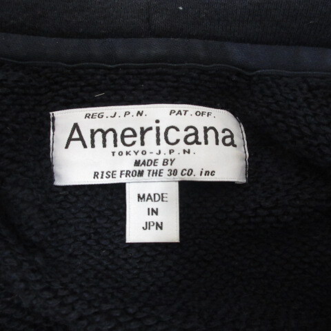 アメリカーナ AMERICANA ダブルジップ スウェット パーカー S ネイビー 紺 フーディー 日本製 レディース_画像4