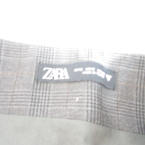 ザラ ZARA ミニ スカート ストレッチ レーヨン S チャコール チェック 3067/224 kz7608 レディース_画像4