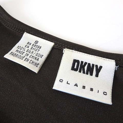 ダナキャランニューヨーク DKNY チュニック ワンピース シルク 絹 100％ とろみ 落ち感 半袖 S 茶 ブラウン 国内正規品 レディース_画像5