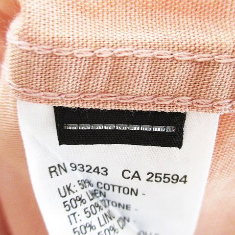 ディーゼル DIESEL S-PLAN SHIRT 長袖 シャツ 麻 リネン混 ピンク系 スナップボタン 綿 コットン メンズの画像6