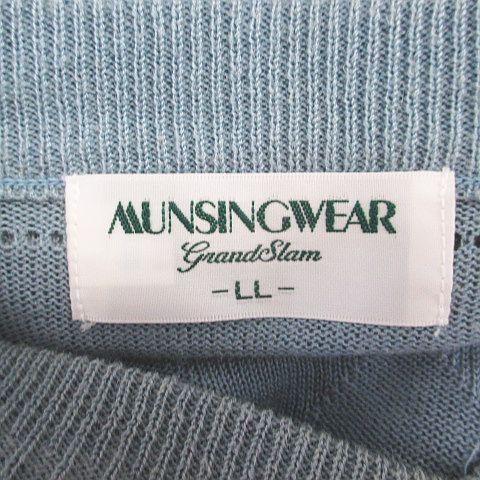 マンシングウェア MUNSINGWEAR ニット ベスト LL 青系 ブルー 麻 リネン 日本製 メンズ_画像3