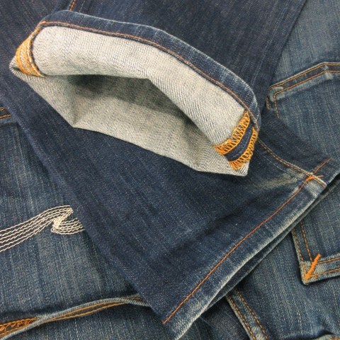 ヌーディージーンズ nudie jeans THIN FINN パンツ デニム ジーンズ スリム ストレート ストレッチ ウォッシュ加工 W33 青 ブルー_画像4