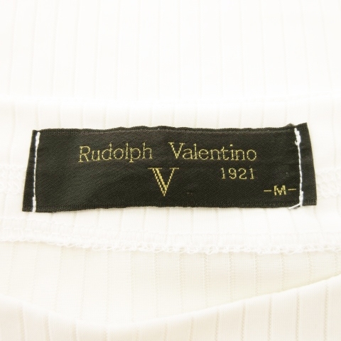 ルドルフヴァレンチノ Rudolph Valentino カットソー Tシャツ ラウンドネック 半袖 ロゴ刺繍 清涼感 サラサラ M 白 ホワイト /AH17 ☆_画像6