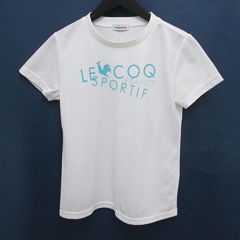  Le Coq s Porte .fle coq sportif sport wear short sleeves T-shirt cut and sewn M white series white .. feeling Logo character print lady's 