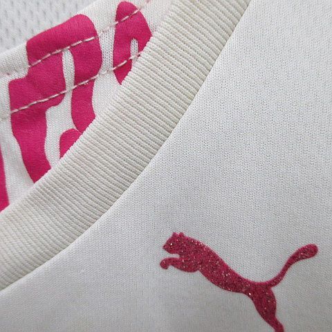 プーマ PUMA スポーツウェア 半袖 Tシャツ カットソー S 白系 ホワイト ロゴ プリント レディース_画像5