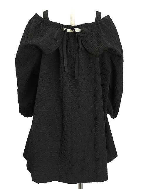 ローズティアラ Rose Tiara ボリューム袖 ペプラム ブラウス 46 ブラック 黒 2023SS 大きいサイズ トップス レディース_画像2