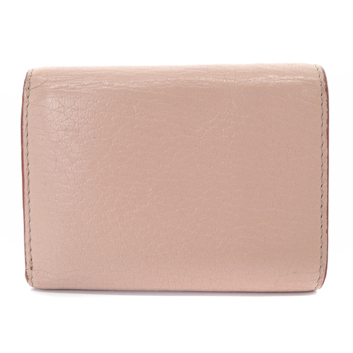  MiuMiu miumiuma gong s Rav three folding purse leather Logo pink /SR7 #OH lady's 