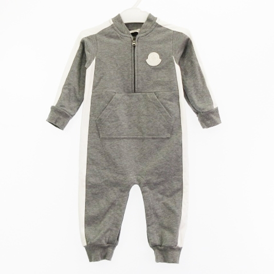  Moncler MONCLER rompers coverall long sleeve Logo print reverse side nappy cotton . gray 9/12 baby clothes Kids 