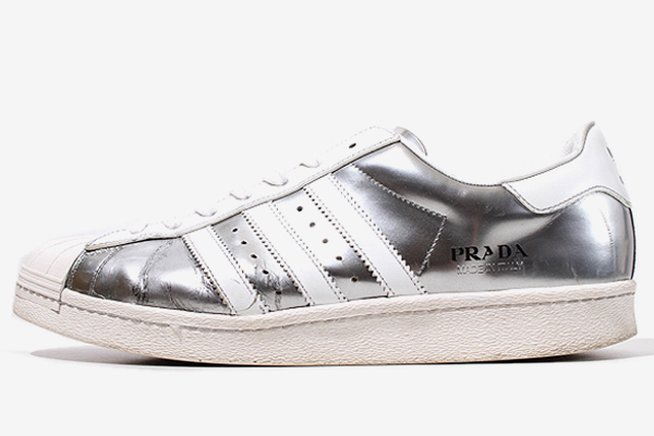 30cm PRADA × adidas プラダ アディダス SUPERSTAR 'Metallic Silver' スーパースター メタリックシルバー US12 FX4546 /◆ メンズ_画像1