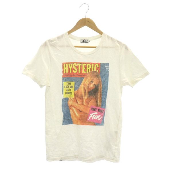 ヒステリックグラマー HYSTERIC GLAMOUR COVER GIRLプリントTシャツ 半袖 クルーネック コットン S 白 ホワイト /MY ■OS ■SH メンズ_画像1