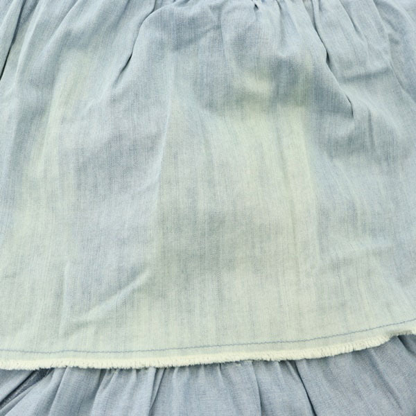 ディーゼル DIESEL デニムティアードスカート ワンピース ジャンパースカート ロング シャーリング シャンブレー カットオフ XXS 青 ブルーの画像9