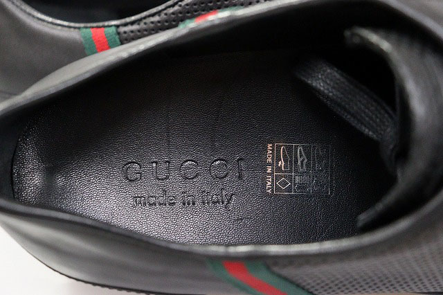 グッチ GUCCI 170573 サイズ9 GG シェリーライン レザー ローカット スニーカー ブラック 黒 イタリア製 【ブランド古着ベクトル】240311_画像7