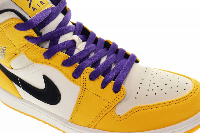 ナイキ NIKE AIR JORDAN 1 MID SE LAKERS 26.5cm 852542-700 エア ジョーダン ミッド レイカーズ イエロー 【ブランド古着ベクトル】240321_画像6