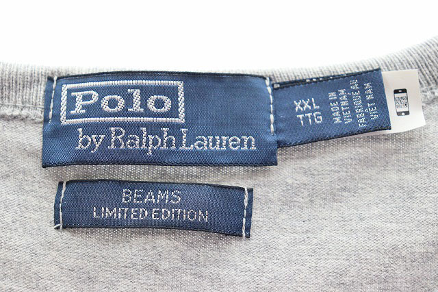 ビームス BEAMS × POLO RALPH LAUREN T-SHIRT GRAY XXL ポロ ラルフローレン 別注 Tシャツ グレー 胸ポケット 【ブランド古着ベクトル】24_画像5