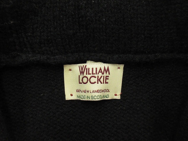 ウィリアム ロッキー WILLIAM LOCKIE ショールカラーカーディガン ウール スコットランド製 ブラック 36 メンズの画像3