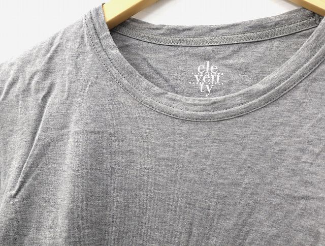 eleventy イレブンティ― クルーネック 半袖 コットン Tシャツ S GRAY × WHITE × NAVY グレー ホワイト ネイビー メンズ_画像3