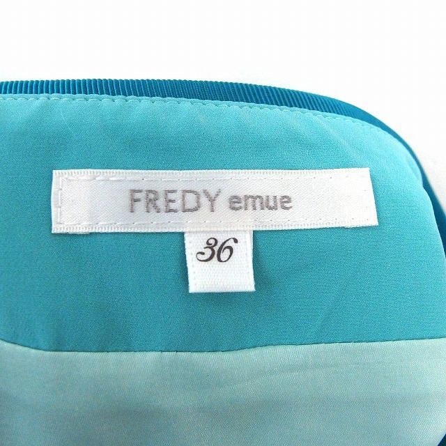 フレディ エミュ fredy emue スカート タイト 膝丈 サイドジップ シンプル 36 グリーン /ST45 レディース_画像3