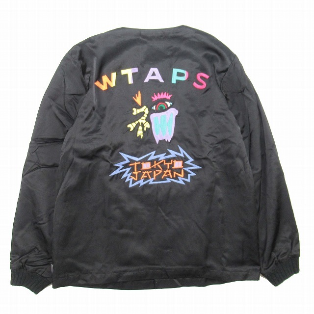 美品 18aw WTAPS CRIBS 01 JACKET.RACO.SATIN サテン ジャケット 福 グラフィック 刺繍 ブルゾン アウター 01 黒 182BRDT-JKM02/▲S90