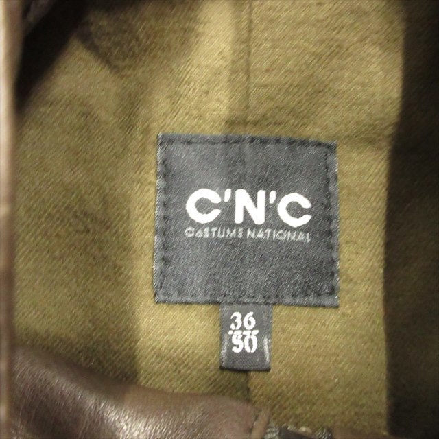  Costume National CoSTUME NATIONAL Zip design single rider's jacket ram leather studs 36/50 Brown men's 
