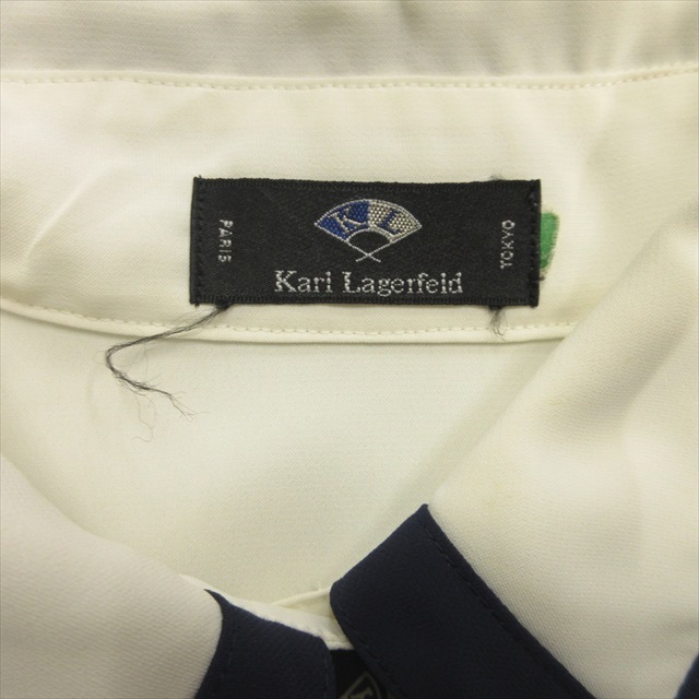 カールラガーフェルド KARL LAGERFELD 90's ポロシャツ カットソー ロゴボタン オールド ビンテージ ヴィンテージ 白 ホワイト レディース_画像5