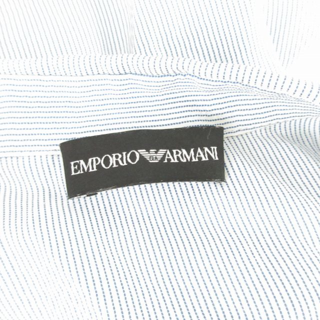 エンポリオアルマーニ EMPORIO ARMANI ストライプシャツ ブラウス シルク混 長袖 白 青 ホワイト ブルー 36 Sサイズ 0220 IBO47 レディース_画像9