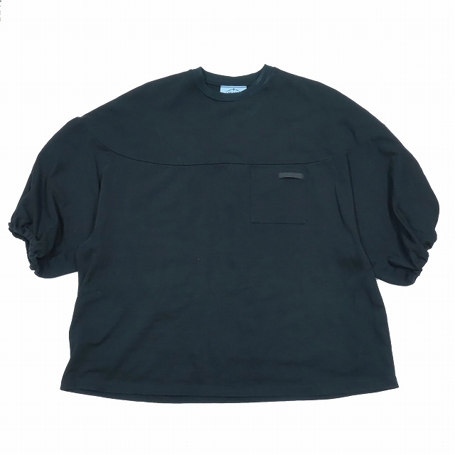 プラダ PRADA ワイド スウェット Tシャツ 半袖 カットソー プルオーバー XS 黒 ブラック 3542A-S211/10YBA2 メンズ レディース_画像1