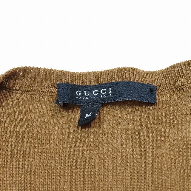  Gucci GUCCI bamboo ремень шерсть вязаный кардиган длинный рукав высокий мера cut and sewn M Brown /1YBA2 женский 
