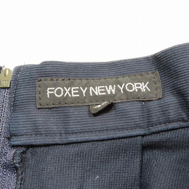 2007年製 フォクシーニューヨーク FOXEY NEW YORK コットンコーデュロイ タック フレアスカート ハーフ 40 ネイビー/8YBA2 レディース_画像5