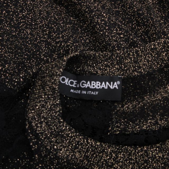 ドルチェ&ガッバーナ ドルガバ DOLCE&GABBANA 美品 カットソー Tシャツ レース ラメ 長袖 黒 ブラック 36 約XS-Sサイズ 0220 IBO47_画像7