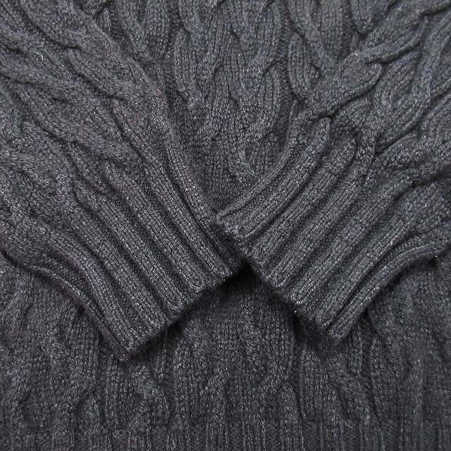 スローン SLOANE ウール100％ ケーブル編み ニット タートルネック セーター 2 黒 ブラック/レディース_画像4
