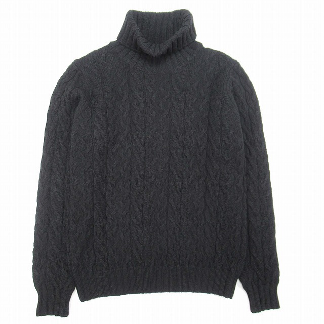 スローン SLOANE ウール100％ ケーブル編み ニット タートルネック セーター 2 黒 ブラック/レディース_画像1