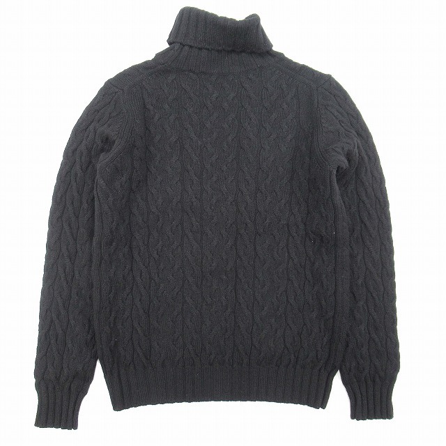 スローン SLOANE ウール100％ ケーブル編み ニット タートルネック セーター 2 黒 ブラック/レディース_画像2
