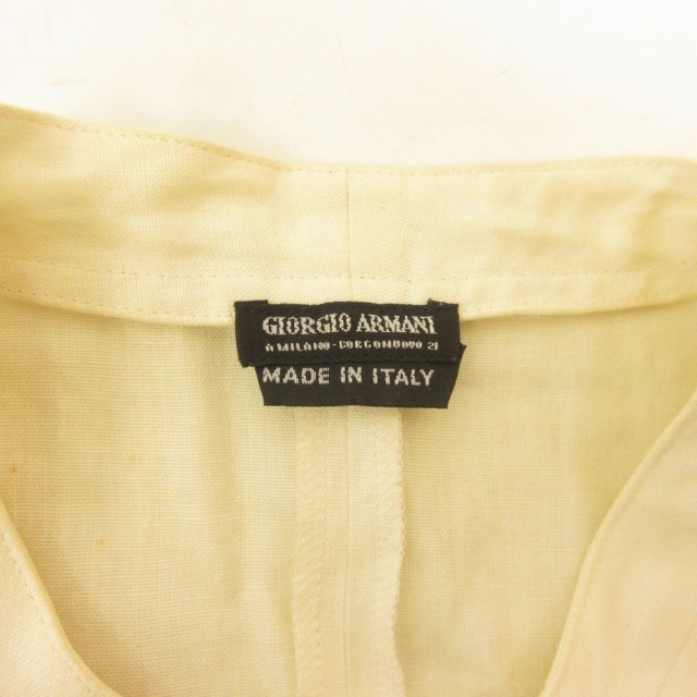 ジョルジオアルマーニ GIORGIO ARMANI カジュアルシャツ ブラウス リネン イタリア製 白 アイボリー 46 約L 0303 ■GY09 レディース_画像3