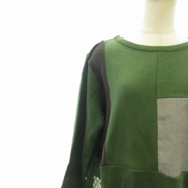 Kikkikiki лоскутное шитье футболка тренировочный точка зеленый зеленый M-L #GY31 женский 