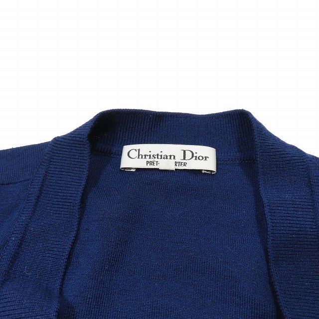 クリスチャンディオール Christian Dior ウール100％ ニット カーディガン 長袖 ワンポイント ロゴ 刺繍 カットソー L ネイビー/2YBA2 レデ_画像6