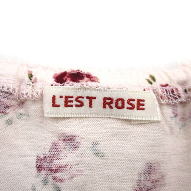 レストローズ L'EST ROSE ブラウス シャツ 半袖 レース コットン 花柄 M ピンク /KT21 レディース_画像3