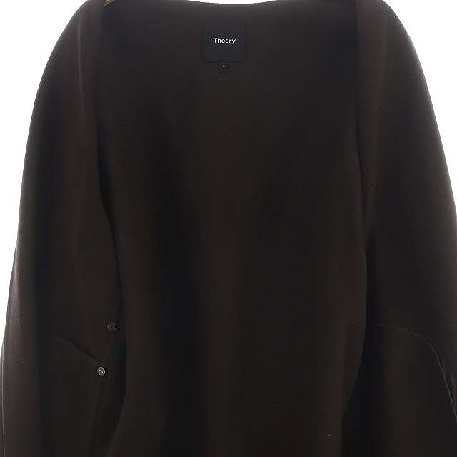 セオリー theory LUXE NEW DIVIDE COLLARLESS COAT ノーカラーコート ロング ウール ベルト付き S 茶 ブラウン /MI ■OS ■SH レディース_画像4