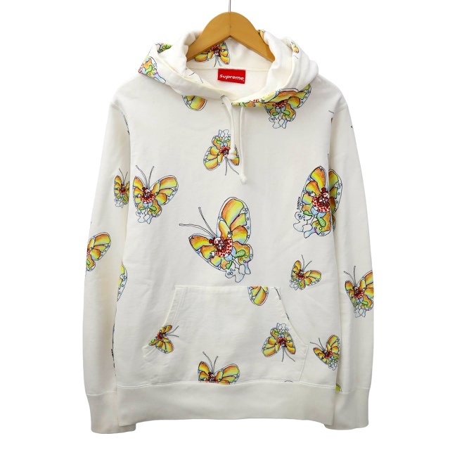 シュプリーム SUPREME Gonz Butterfly Hooded Sweatshirt ゴンザ バタフライ フーディー スウェットシャツ パーカー S WHITE メンズ_画像1